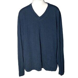 Alfani Men's Casual Pull-over Long Sleeve Sweater Navy Blue V-neck Knit SZ XL